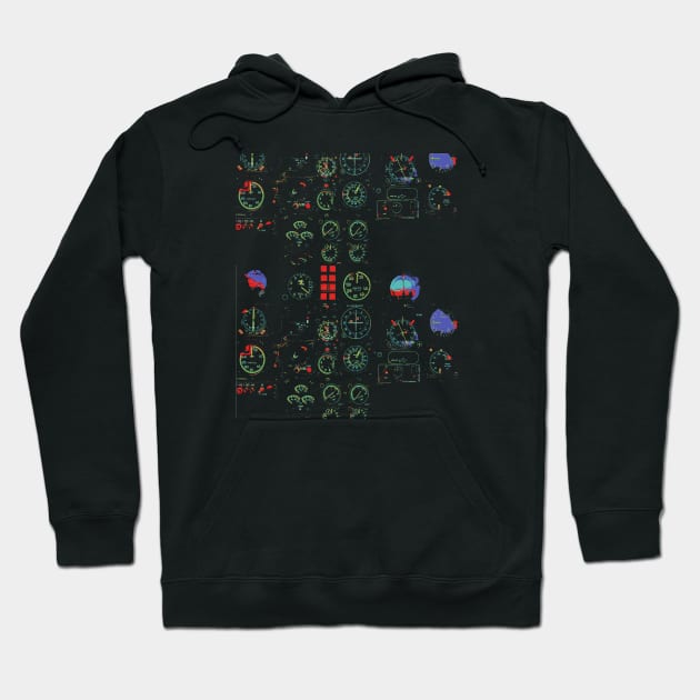 Fasbytes Dark Aviation Pilots Cockpit retro Hoodie by FasBytes